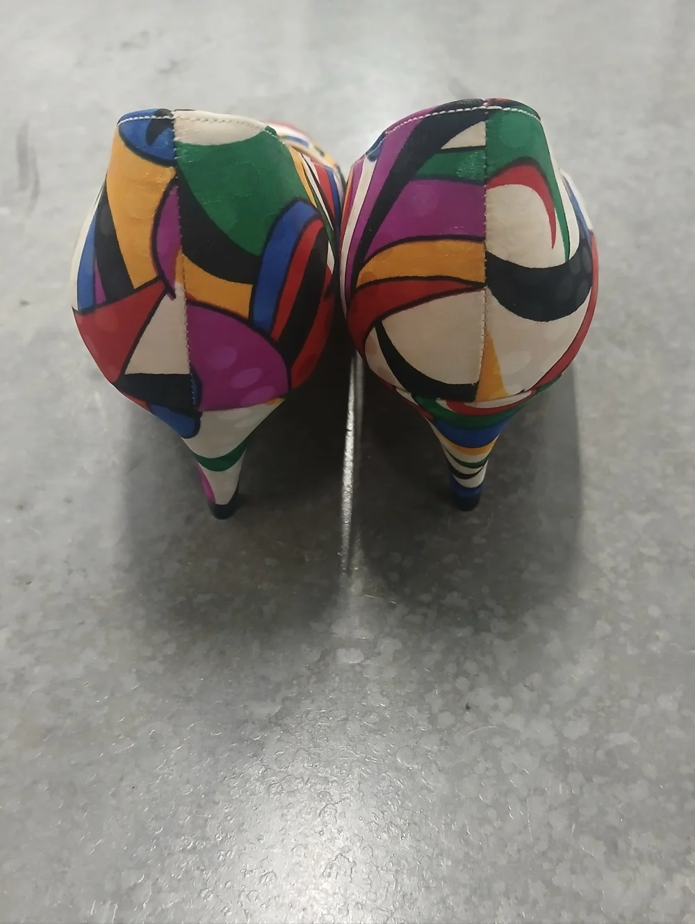 NWT Vintage Life Stride Geometric Print Kitten Heel Pumps Size 8.5 - Picture 4 of 12